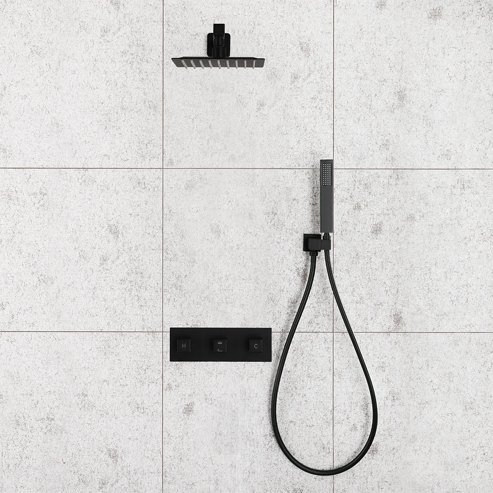 

SKOWLL Rainfall Shower Head System Bath Shower Faucet Matte Black