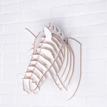 

40cm(H) Wood White Horse Wall Hanging For Home Decoration Modern Art Furniture Battle Steed War Horse For Knight Red Black Pink