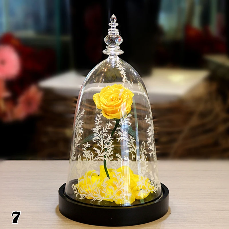 Цветок розы праздничный сохраненный навсегда Роза бесземная свежая Роза стеклянная крышка уникальные подарки#247331