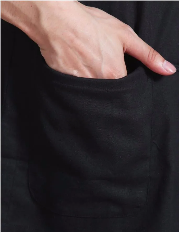 Черная Китайская традиционная Мужская льняная хлопковая рубашка Кунг-фу Рубашка Вышивка Дракон Топ s m andarin воротник s m L XL XXL XXXL