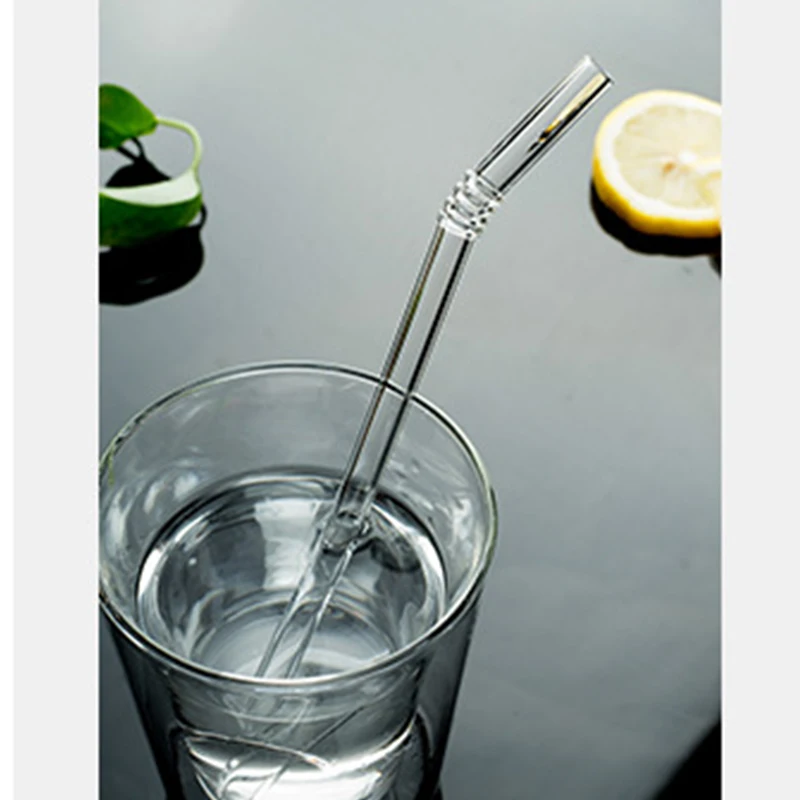  Reusable Clear Glass Straw Cocktail Milk Tea Coffee milk Crystal stirring Bent Drinking Straws For Birthday Party Wedding Bar |Бутылки для