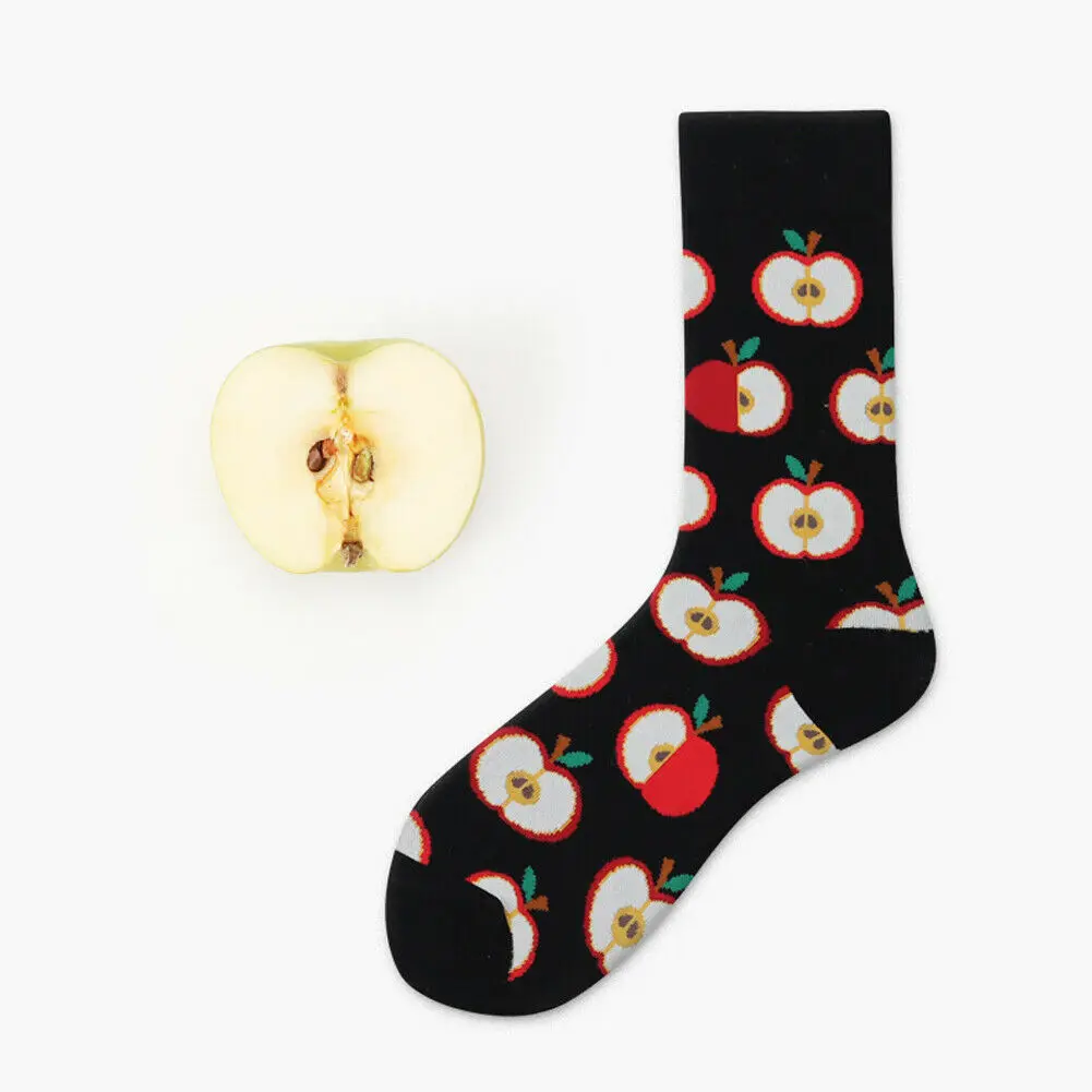 Модные креативные хлопковые носки в стиле хип-хоп для мужчин и женщин; Летние Стильные дышащие цветные повседневные носки; забавные носки для мужчин - Цвет: Apple