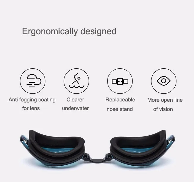 Новые оригинальные очки для плавания Xiaomi TS, очки для плавания, HD анти-туман, 3 сменные носовые пни с силиконовой прокладкой