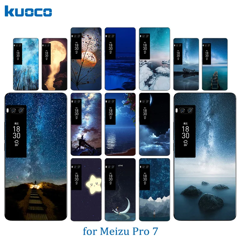 

Luxury Flexible For Meizu pro 7 Phone Case Night Sky Pattern Soft TPU Capa Silicone For Meizu pro 7 Matte Protect Gel Back Cover
