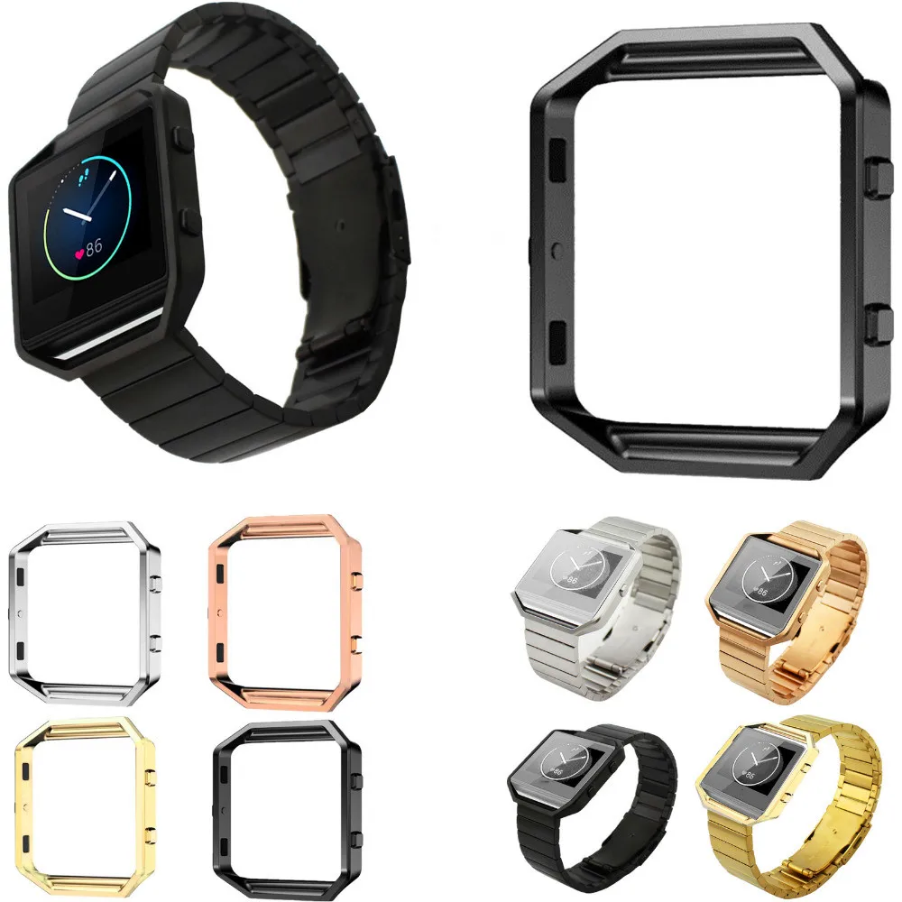 

Replacement Stainless Steel Watchband+Frame Holder Case Shell for Fitbit Blaze Smart Watch