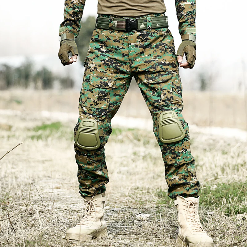 Тактические штаны, военные брюки-карго, мужские наколенники, спецназ, армейская страйкбольная камуфляжная одежда, охотник, полевая работа, боевые брюки, Лесной лес - Цвет: Digital green