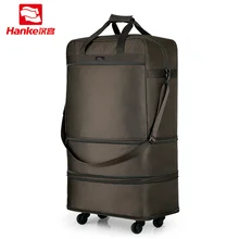 Katlanabilir bagaj giysi çantası Spinner tekerlekler erkekler kadınlar genişletilebilir bavul erkek süper büyük seyahat çantası Duffel Tote