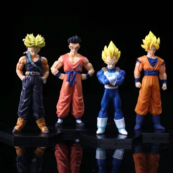 

Anime Dragon Ball Z Super Saiyan The Son Goku Vegeta Trunks PVC Action Figure Statue Collectible Model Toys Doll 15cm 4pcs/set