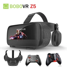 BOBOVRZ5 120 FOV 3D Cardboard VR Remote Helmet Virtual Reality Glasses VR Headset BOX Googles glasses for 4.7-6.2′ Mobile Phone
