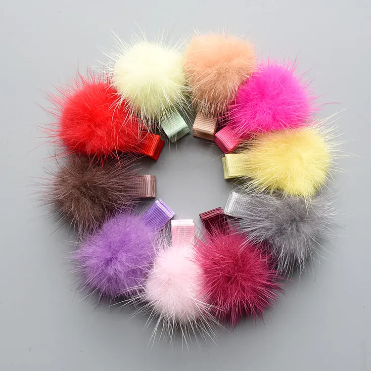 

20pcs Mink fur hair Pins kids girls Women's Hair Accessory Clip Barrette alligater hair clips or hair elastics mix colors