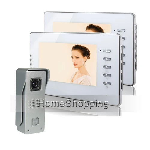 

FREE SHIPPING Home Wired 7 inch Video Intercom Door Phone Unlock System + 2 White Monitors 1 Watrproof Doorbell Camera In Stock
