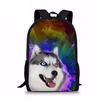 

Kids Backpack 3D Husky Bulldog Printing Backpacks Bags for Girls Flaming Animal Children School Bag Rucksack Mochila 2018