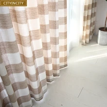 CITYINCITY Plaid Home font b Curtain b font Decor Yarn Dyed Darpe Faux linne font b