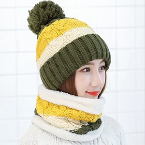 Yellow Set 2 Модный подарок, теплая шерстяная зимняя женская шапка, s и шарфы, элегантный шарф, шапка, набор для женщин, 2 вида, шапка, шарф, наборы, длинные женские шарфы - Цвет: Yellow Set 2