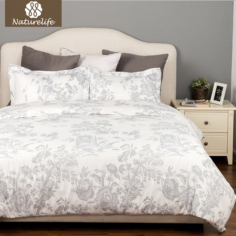 

Naturelife Chinese Design Duvet Cover Set Flower Pattern Soft Microfiber Duvet Cover Bed 3 Pieces Quilt Bed linen Bedclothes