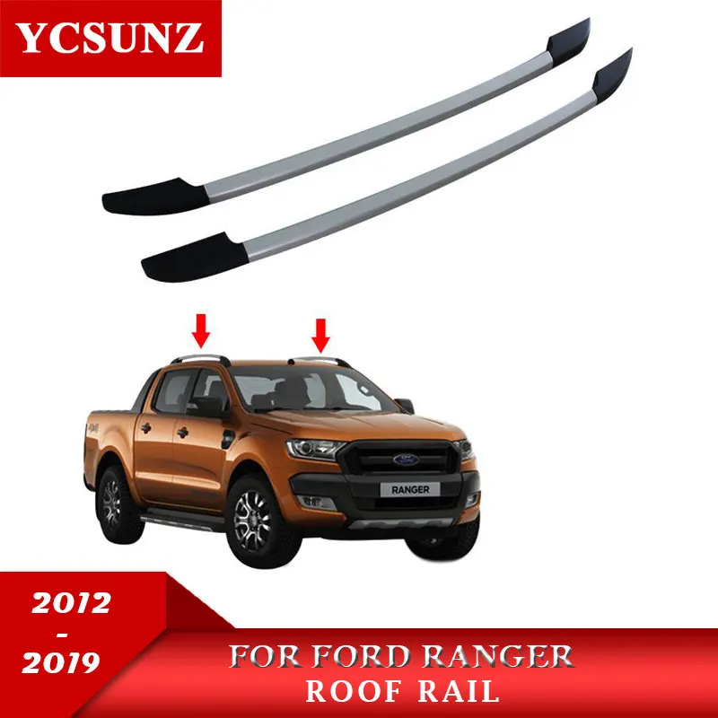 Рейлинги Rack Перевозчик бары бокового рельса для Ford RangerT6 T7 2012 2013 двойной кабиной серебристого цвета