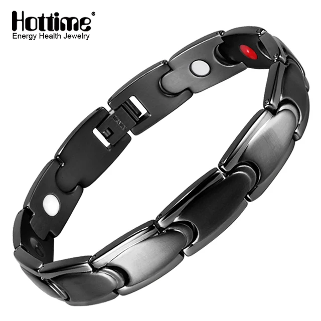 Hottime Black Color Bio Elements Energy Bracelet Magnetic 316l Hottime Black Color Bio Elements Energy Bracelet Magnetic 316l Stainless Steel Health Bracelets Bangles Men S Fashion