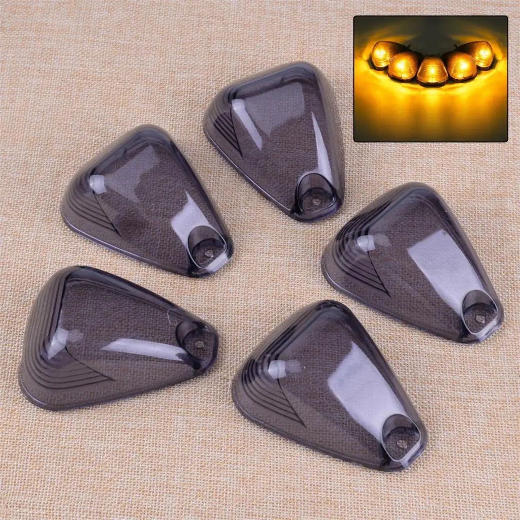 

CITALL 5pcs 264142BK Car Cab Roof Running Top Smoke Marker Light Lamp Covers Lens Fit For Ford F250 F350 F450 F550 F650