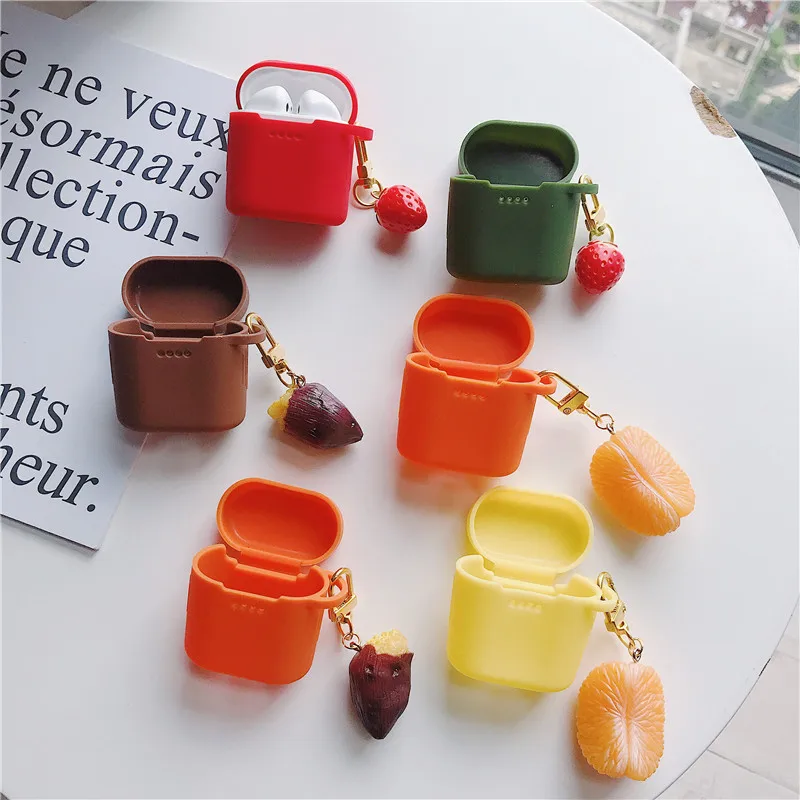 

Cute Strawberry Orange Earphone Case For Honor Fly Pods / Honor Fly Pods Pro Protective For Huawei FreeBuds 2 Pro Case Keychain