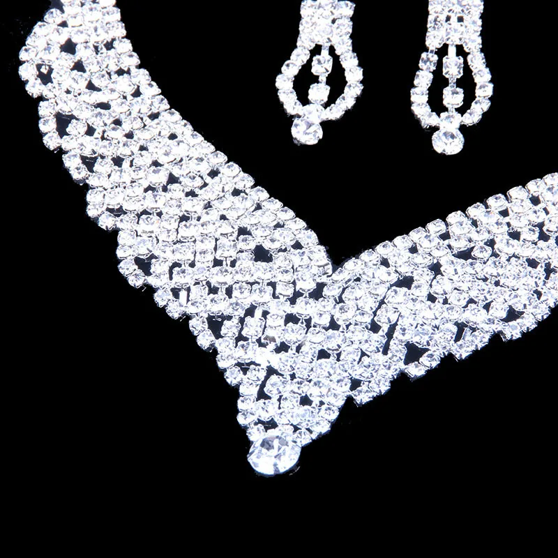 StoneFans свадебные серьги кристалл свадебные ювелирные наборы серебряный цвет стразы ожерелье Свадебные обручальные ювелирные наборы для женщин