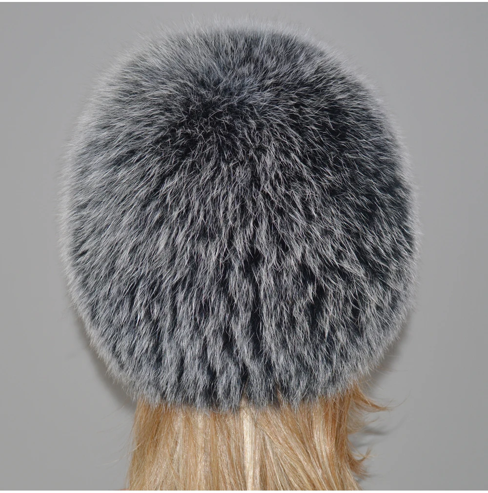 Женская зимняя шапка из натурального Лисьего меха, эластичная теплая мягкая пушистая шапка из меха лисы, роскошная качественная шапка-бомбер из натурального Лисьего меха