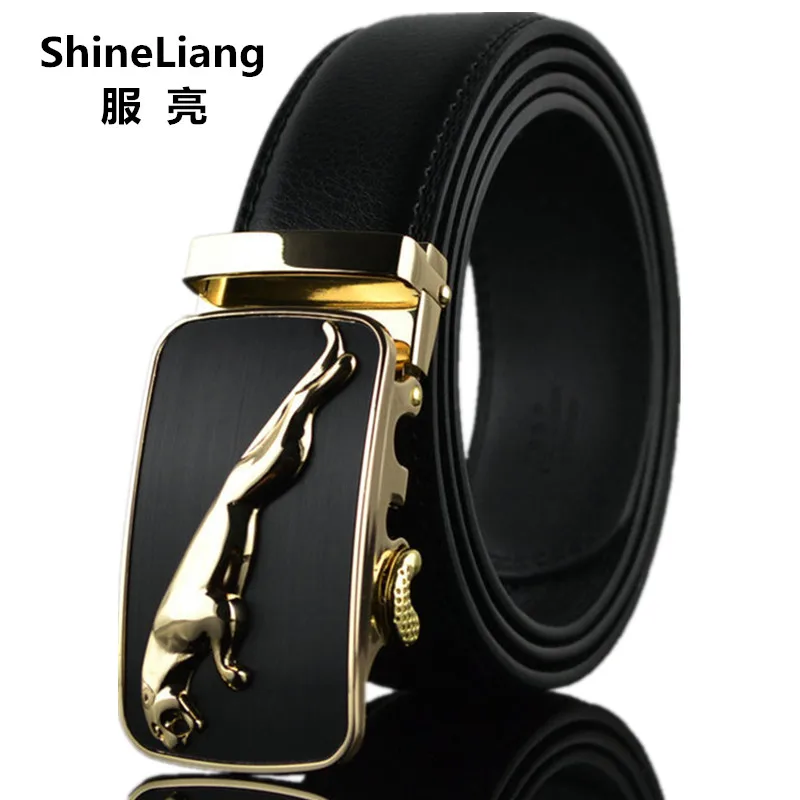 

Shineliang Belts for men Leather Famous brand Designers high quality Luxury Wide 3.5CM Metal Automatic buckle male waist tape