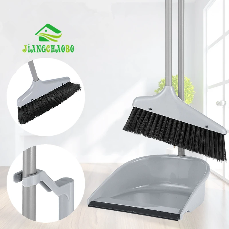 

JiangChaoBo Household Sweeper Dustpan Set Stainless Steel Sweeping Cleaning Tool Sweeping Hair Removing Soft Gray Broom