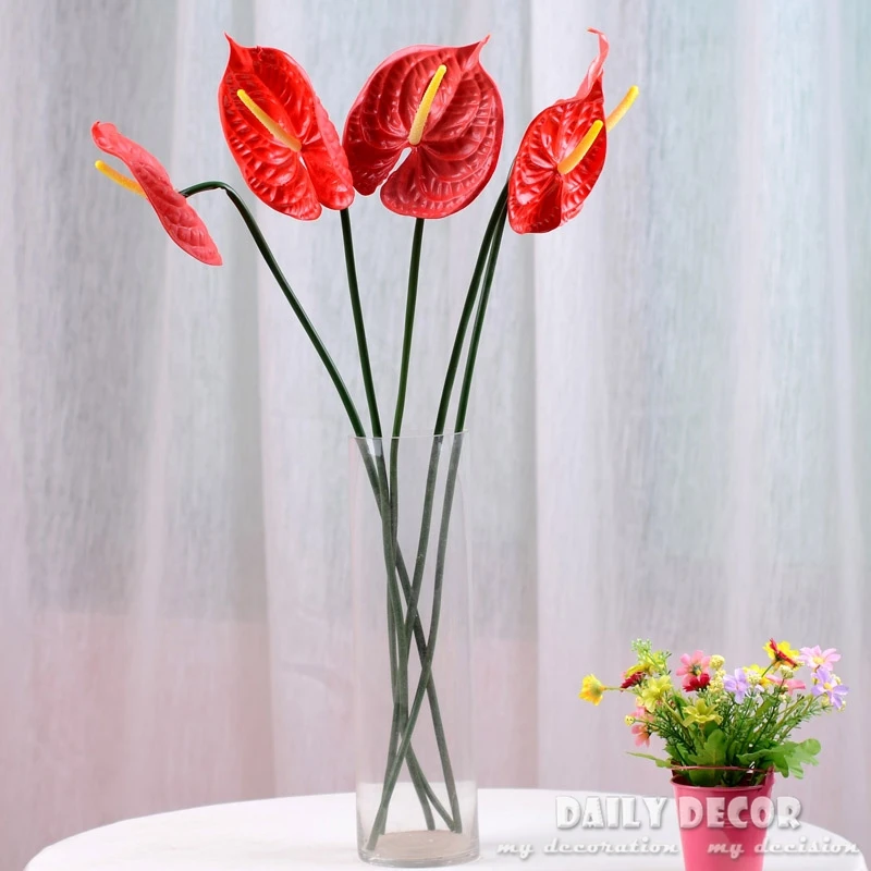 5pcs 72cm 28'' Anthurium Green Anthurium Flowers Indoor Green Plants Balcony Office Desktop Artificial Flowers Home Decor 5pcs 72cm 28'' Anthurium Green Anthurium Flowers Indoor Green Plants Balcony Office Desktop Artificial Flowers Home Decor
