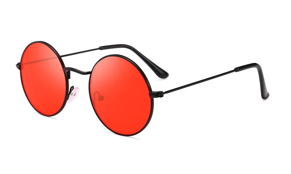 Прозрачные розовые женские круглые солнцезащитные очки океанского цвета с линзами мужские UV400 металлическая оправа круглые очки красивые аксессуары 47820