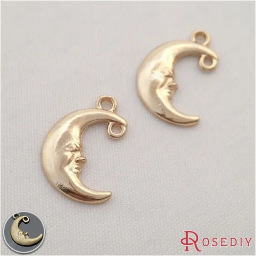 

50 pieces 15*12mm Zinc Alloy 2 Holes Charms Pendants Moon Champagne Gold color / Antique Bronze (JM7220)