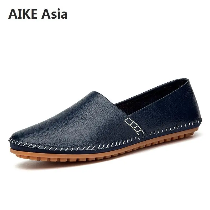 

2018 Men Leather Shoes Handmade Moccasins Leather Men Loafers Design Superstar Slip on Comfort Peas Shoes Men Flats