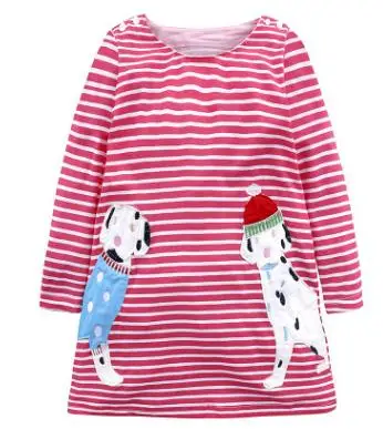 

Children's Dress 2019 Spring Autumn Cotton Cartoon Striped Girls Dress Kids Dresses for Girls Baby Costume for 2-7 Year FZ1309