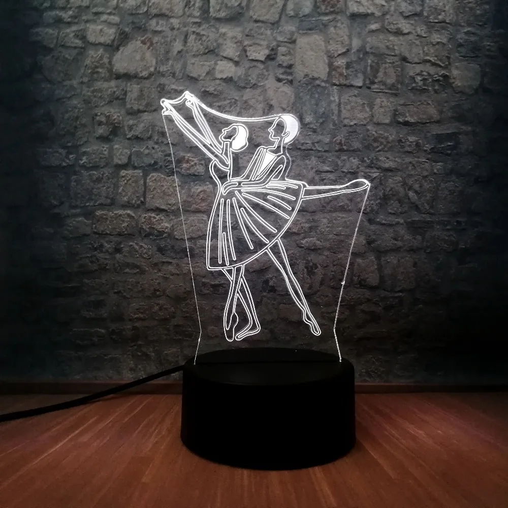 Новинка изящная любовь для девочек и мальчиков танцев 3D лампа ночник USB