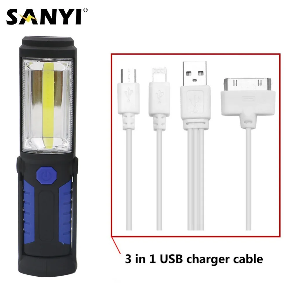 Sanyi USB Перезаряжаемый светодиодный светильник фонарь для вспышки рабочий