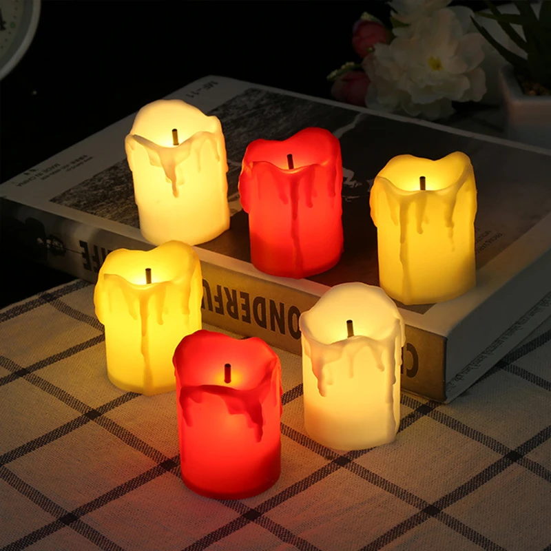 Свечи СВЕТОДИОДНЫЕ Свечи Tealight Новинка свет светодиодный красочный мерцающий с кнопкой сотового батареи беспламенный