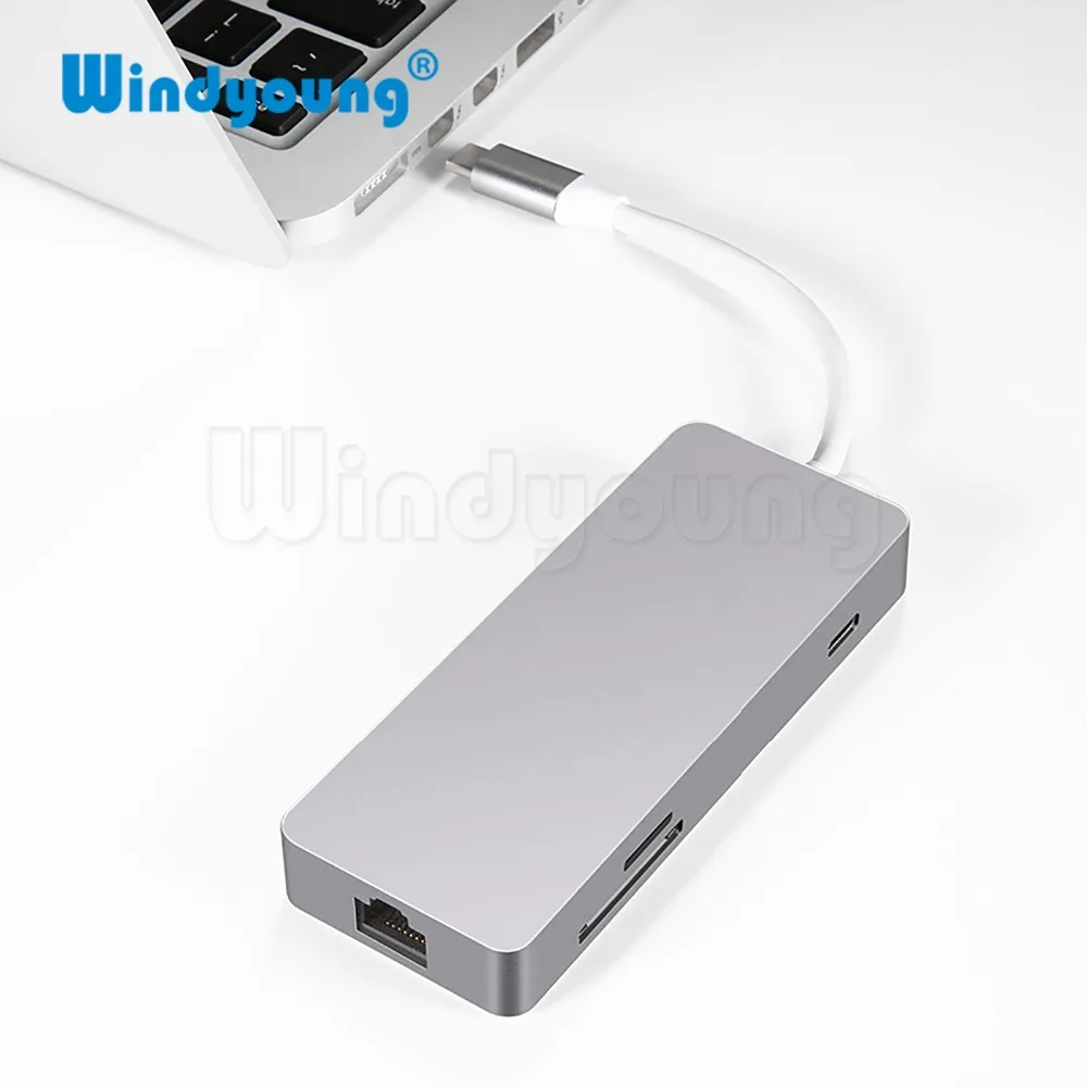 7 в 1 Thunderbolt 3 USB-C к HDMI Rj45 Fast Ethernet адаптер концентратор USB Type C док-станция с Мощность доставки для Macbook HUAWEI