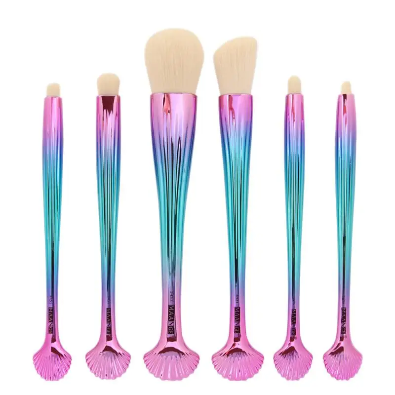 

6pcs Gradient Shell Brushes Base Face Makeup Power Eyeshaodow Powder Foundation Contour Concealer Blush Brush Makeup Brushes