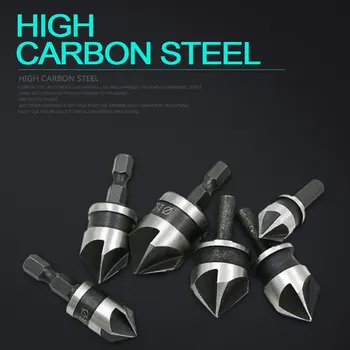 

3pcs 5 Flute Countersink Drill Bit Set 90 Degree Chamfering Cutter For Wood Metal 12/16/19mm Dropshipping