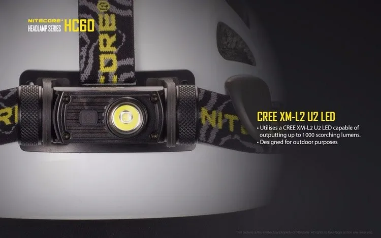 Nitecore перезаряжаемый налобный фонарь CREE XM-L2 U2 1000 люмен светодиодный водонепроницаемый налобный фонарь HC60 HC60W 18650 Аккумулятор для кемпинга и рыбалки