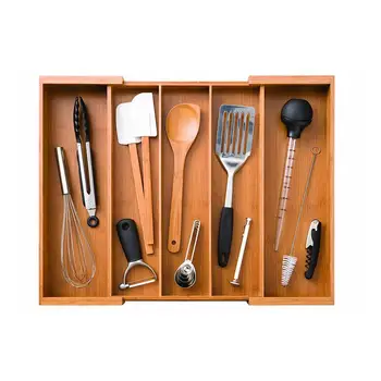 

Expandable Cutlery Bamboo Drawer Organizer Cutlery Tray Kitchen Multi-Functional Drawer Cutlery Storage Box