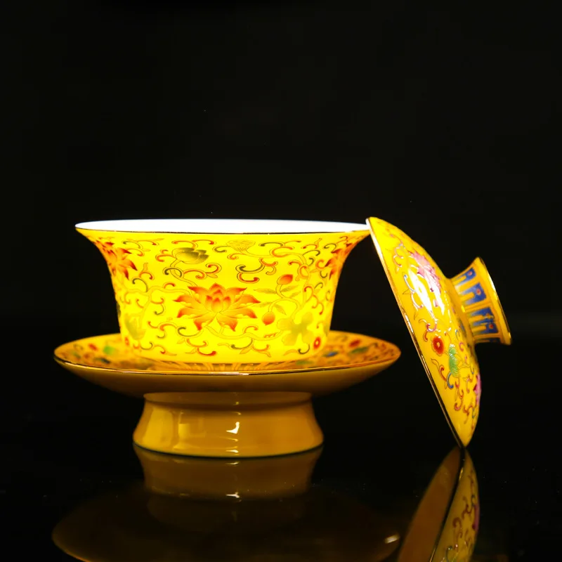 Чайный набор с эмалью чайные чашки Gaiwan традиционный керамический чайный