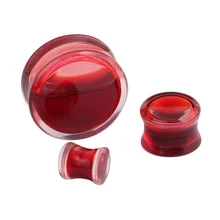 2 шт Красный жидкий крови акриловый двойной расклешенные седла ушные измерители ушные пробки серьги измерительные приборы пирсинг пробки Растяжка для ушей