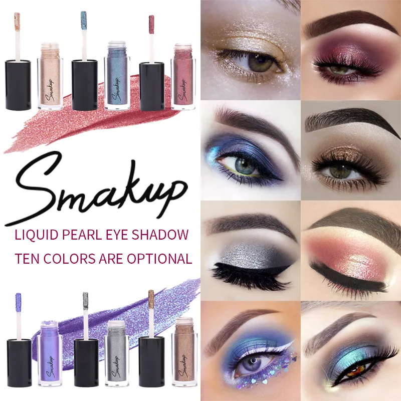 

SMAKUP 10 Colors Holographic Liquid Pearl Eyeshadow Mixed Color Eye Shadow Powder Shimmer Eye Shadow Eye Makeup Eye Cosmetics