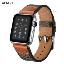 AMAZFEEL камень зерна кожаный браслет для Apple Watch группа iwatch 1 2 3 Аксессуары для Apple Watch ремешок для часов