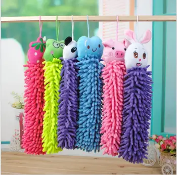 

Free shipping 100pcs/lot Microfiber cartoon Hanging towel Cute animal cleaning towel