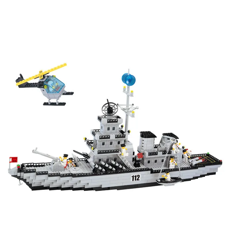 ENLIGHTEN City Military Navy Patrol Warships Destroyer Battleship Building Blocks Sets Bricks Model Kids Toys Compatible Lepine block-set