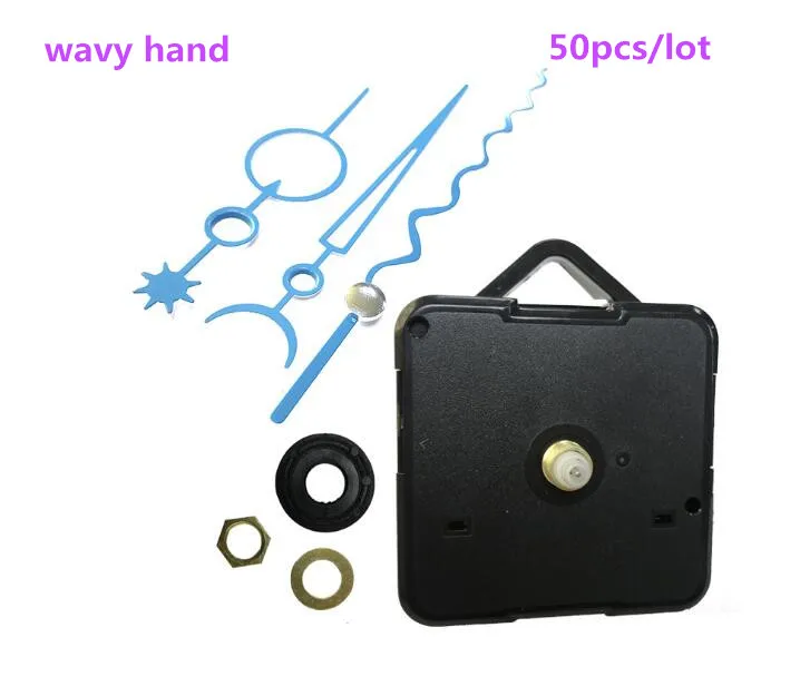 

50pcs/lot Pink style Quartz Clock Movement Mechanism DIY Repair Parts + Wavy Hands New Repair Kit Tool Set With Hook