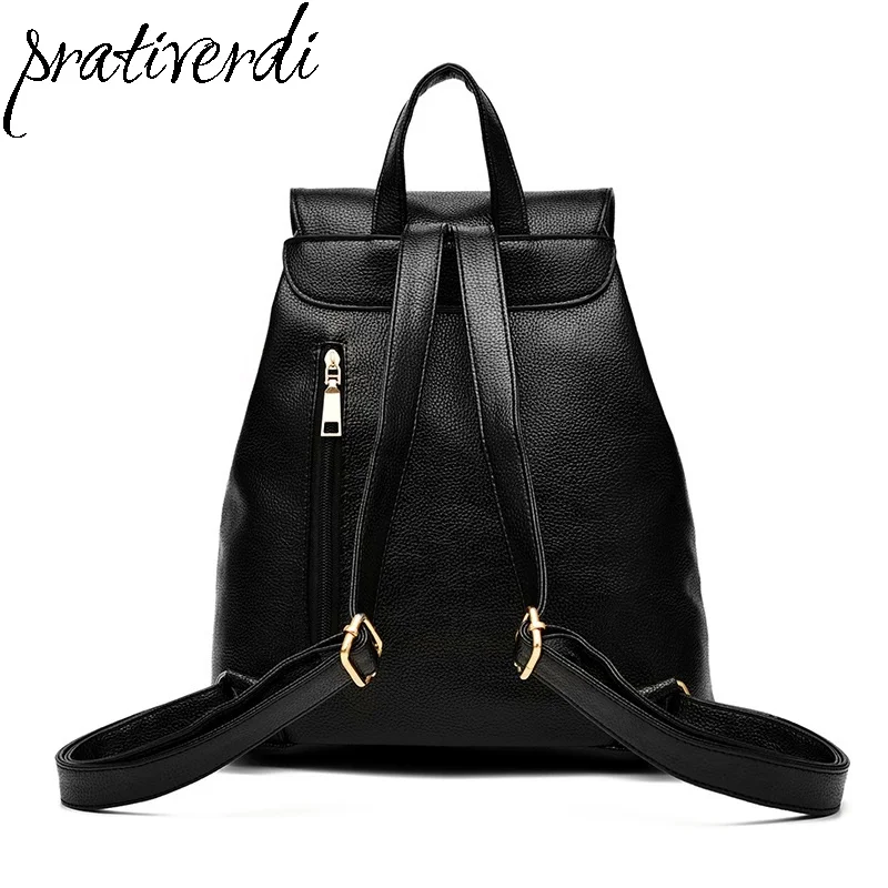 Famous Brands Women Backpack High Quality PU Leather Mochila Escolar School Bags for Teenagers Girls Top