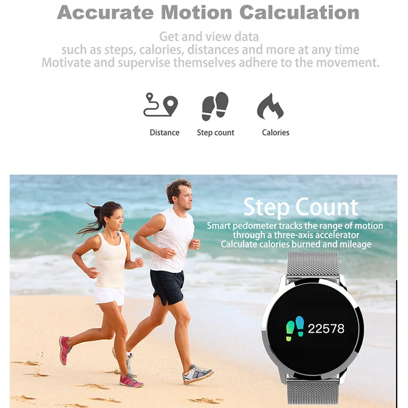 Fitness Smart Watch Men Women OLED Screen Heart Rate Monitor Blood Pressure Touch Pedometer Health Sport Watch For Android IOS