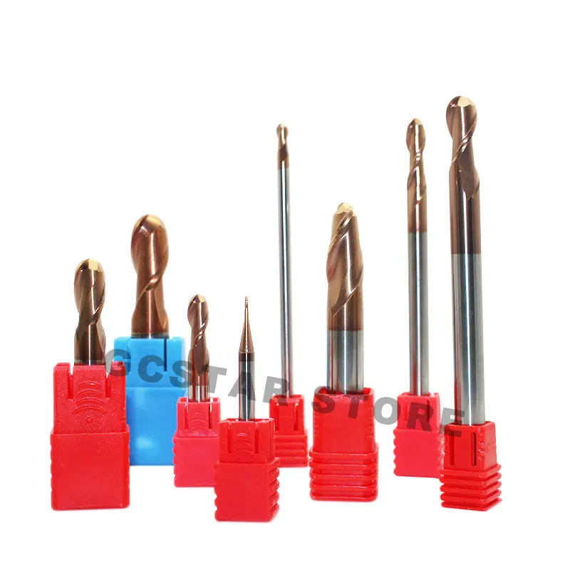 

1pc HRC60 Ball Mill 1mm 2mm 3mm 4mm 5mm 2 FluteMilling Machining Tungsten Steel Sprial Bit Milling Cutter Ball Nose End Mill